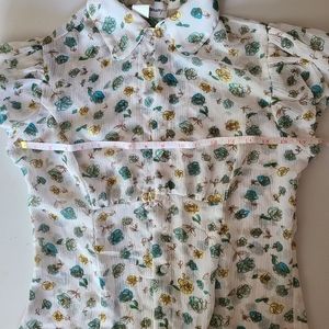 Sheer flower button up (L)